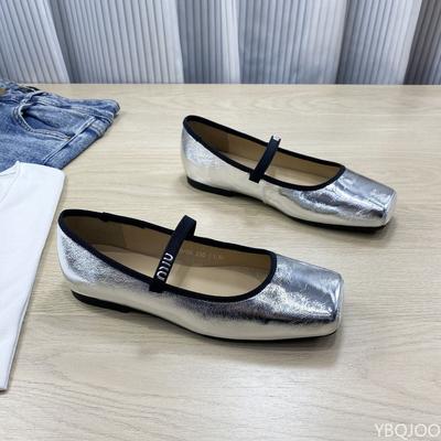 Damen kleine duftende Stil Einzelne Schuhe Französische Mary Jane flache Schuhe Quadratische Zehenpartie weiche Sohle Lederschuhe Lässig leicht Damen flach