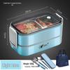 304 Stainless Steel Insulated Double-Layer Lunch Box for Microwave, with Compartments - Ideal for Students and Office Workers.