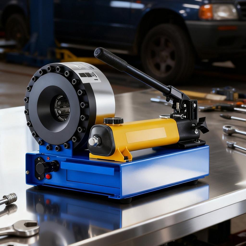 High Pressure Hydraulic Hose Crimper, Manual Hose Crimping Tool with 8 Dies & 6-28mm Crimping Range, Suitable for Low & High-Pressure Oil Pipes,