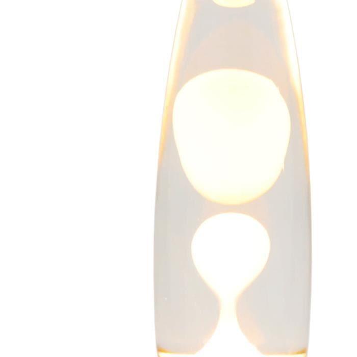 Lampe à lave - H:36 cm - Ø9 cm - Cire blanche et liquide transparent - Interrupteur sur câble