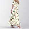 Women's Summer Casual V Neck Short Sleeve Maxi Dress with Floral Print Lightweight Relaxed Fit Flowy Design for Daily Wear
