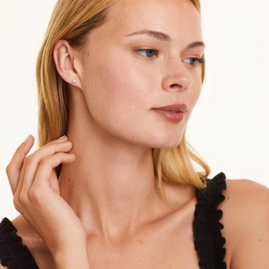 Asscher Lab Grown Diamond Push Back Stud Earrings, EF Color, VS Clarity