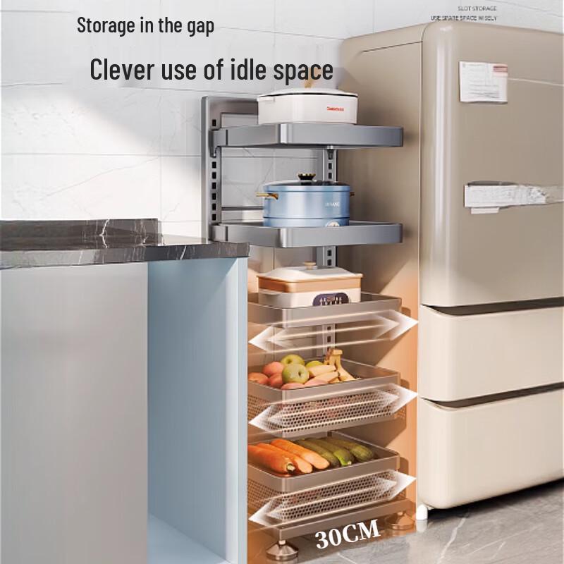 Multi-Layer Carbon Steel Kitchen Storage Rack with Baskets