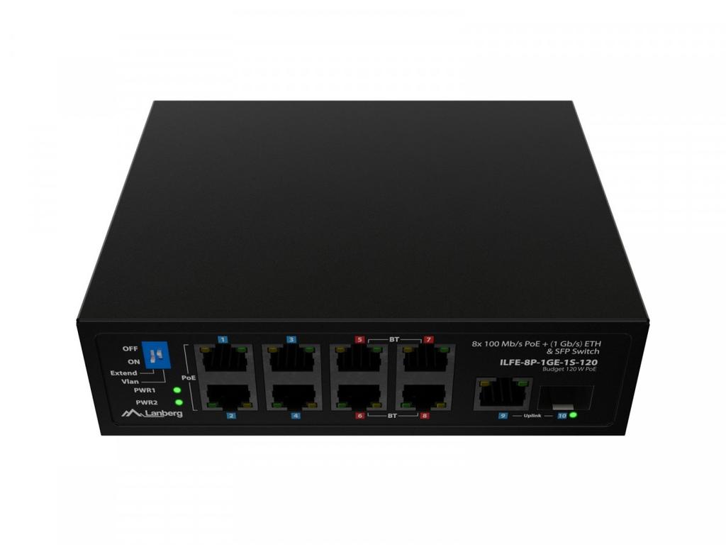 Switch Light ILFE-8P-1GE-1S-120 Light Industrial POE 4XBT 4XAT SFP+ ETH DIN FAST Ethernet
