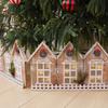 Vintage Luminous Foldable Snow View Wooden House Christmas Tree Fence Christmas Decoration Ornament