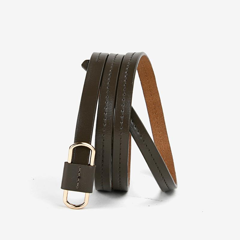 Women's Soft Leather Belt Cowhide Belt Genuine Leather Thin Belt Without Punching Leather