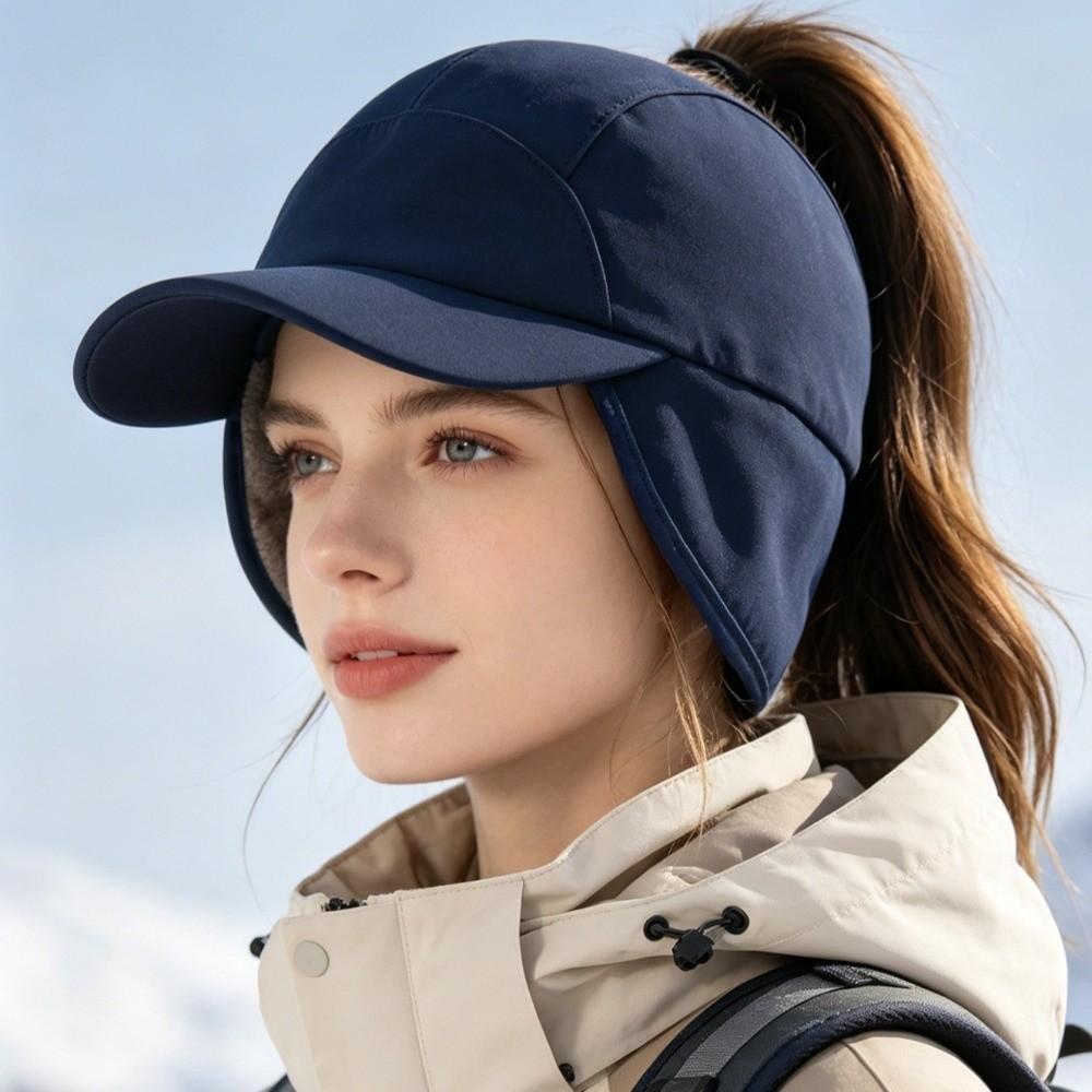 Solid Color Earmuffs Hat for Men Warm Ear Protection Hat Simple Winter Baseball Cap Autumn Winter