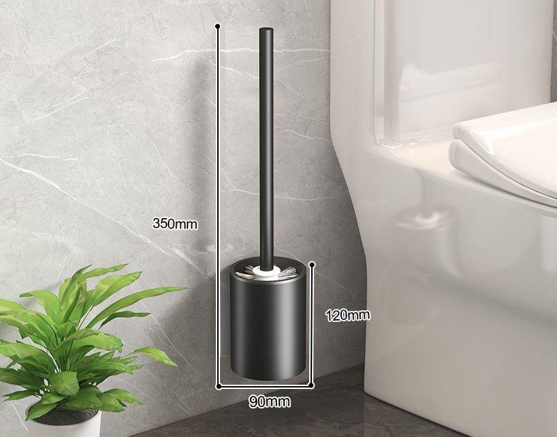 Tuqiu Black Toilet Brush Holder with Brush Aluminum White/Grey Bathroom Toilet Scrub Cleaning Brush Holder Set