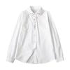 White Cotton Shirts Women Turn Down Collar Embroidered Long Sleeve Blouse Spring Autumn Loose Casual Tops Button Lapel Office Sweet Simple Clothing