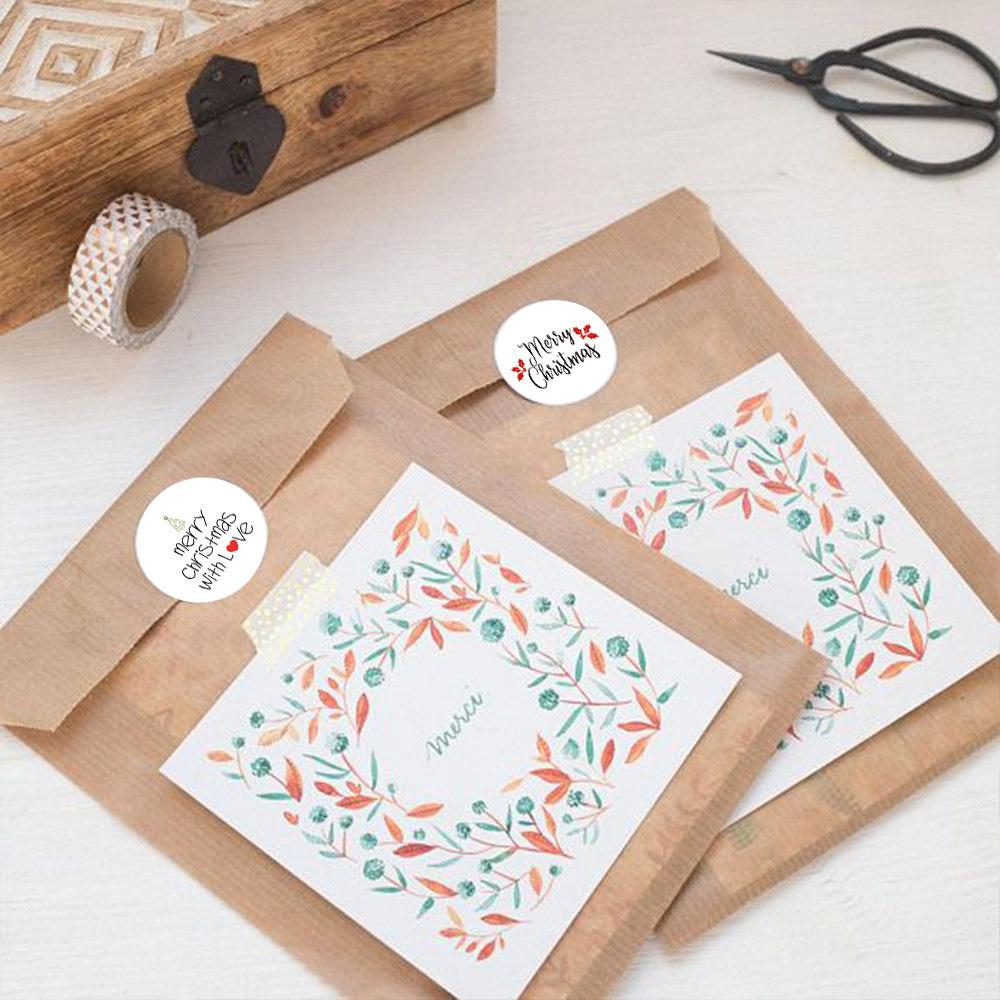 100-500Pcs Premium-Quality White Merry Premium-Quality Christmas Premium-Quality Label High-Standard Stickers Premium-Quality For High-Standard Card