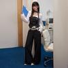 unifree Plus Size Low-Waist Wide-Leg Casual Pants with Belt