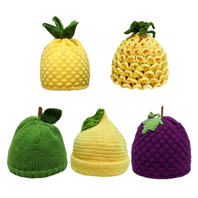 Kreativer Häkelhut im 2000er-Jahre-Stil, weicher Strickhut mit Fruchtmotiv, ohne Krempe, für Damen und Teenager, Alltagskleidung, Winterkopfbedeckung