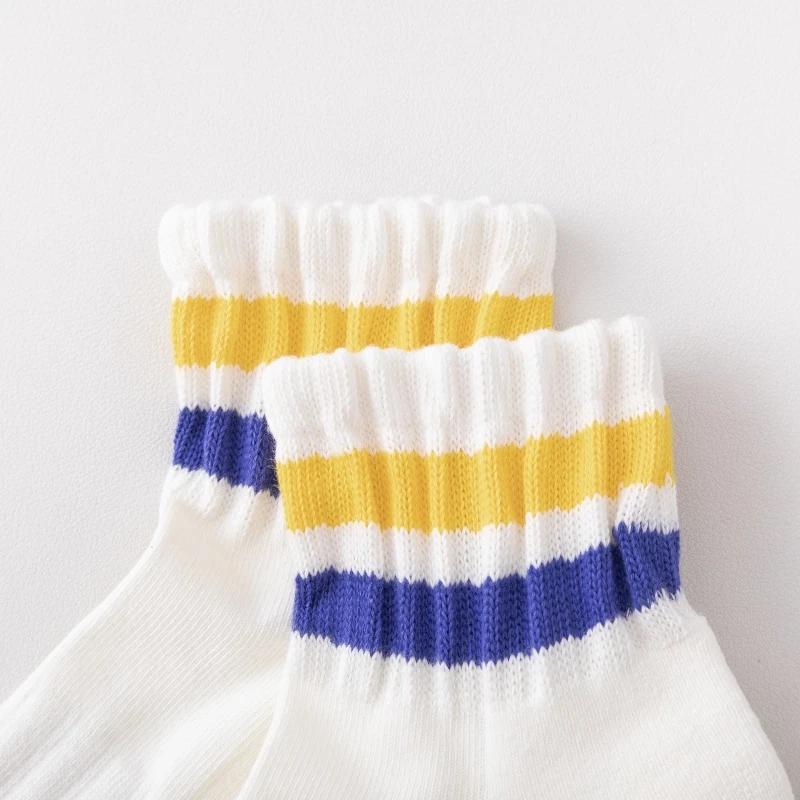 New Colorful Striped Cotton Breathable Short Sports Socks Outdoor Cycling Running Basketball Socks Fashion Couple Socks