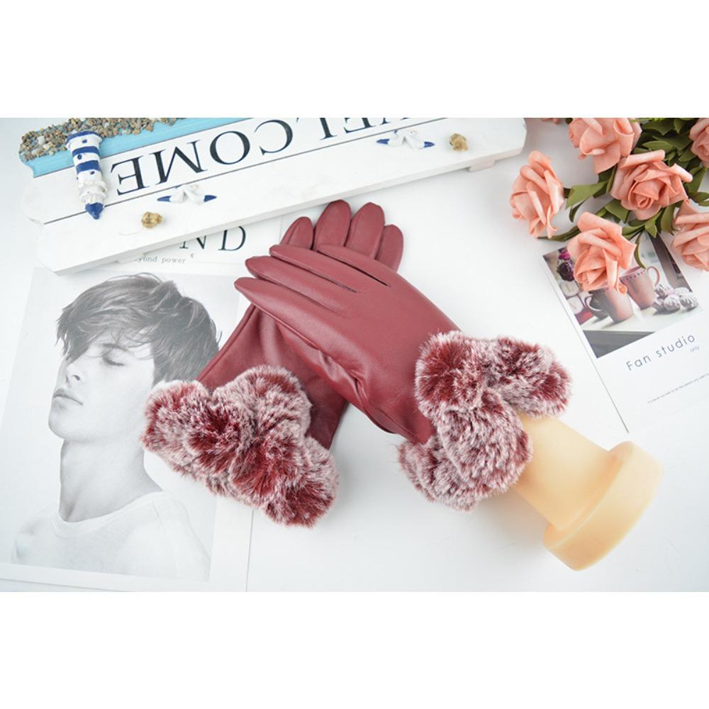 Gants d'hiver en polaire chaude à écran tactile en V pour femme Big Hair Gants de conduite d'hiver Shangleather