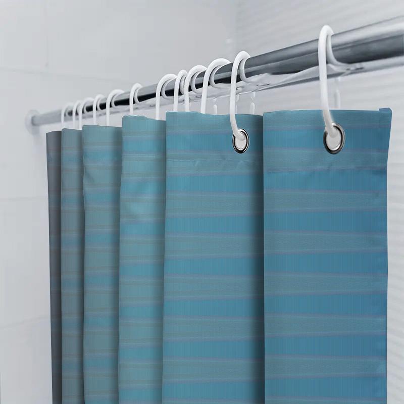 Blue Striped Shower Curtain Waterproof Bath Decoration For Bathroom Accessories In Home Kitchen.