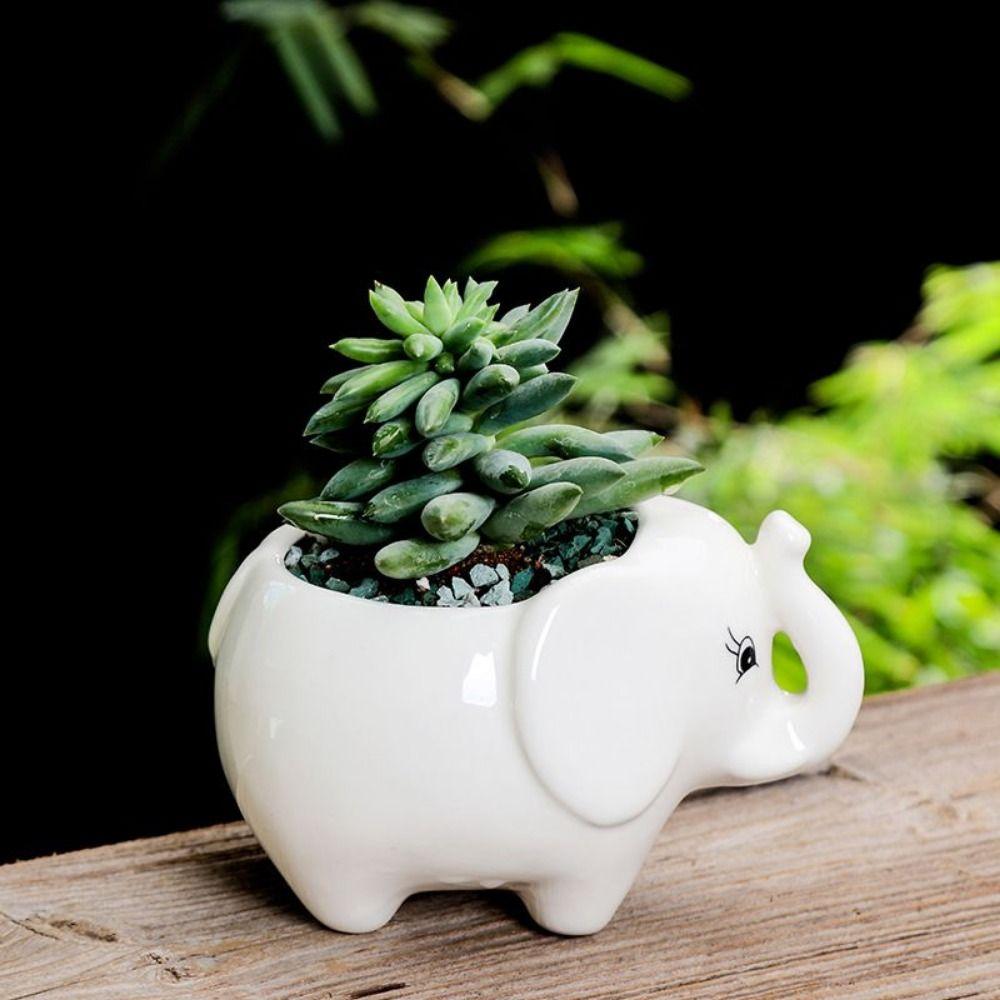 

Handmade Hippo Flower Pot Lovely Desktop Potted Ornament European Style Elephant Flowerpot Home Hippo