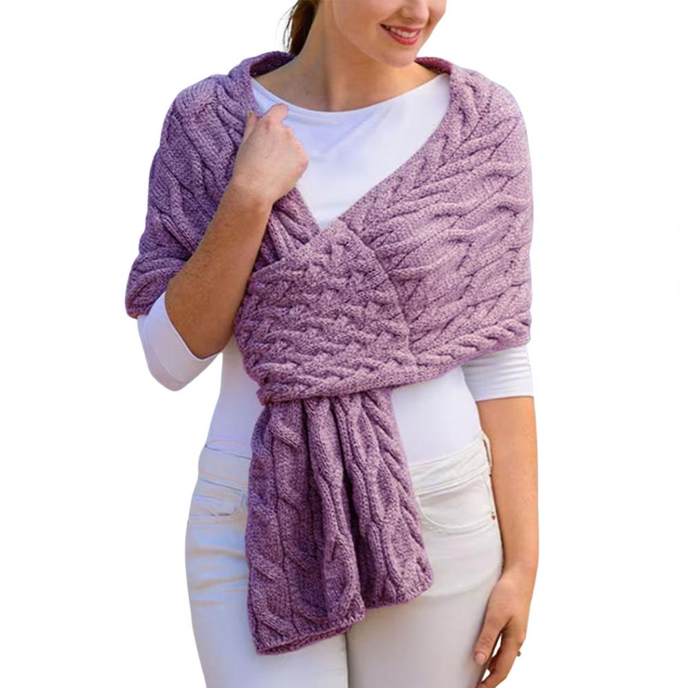 Cozy Knit Scarf Winter Warm Women's Scarf Shawl Collection Solid Color Thickened Knitted Scarf Long Large Scarves for Office