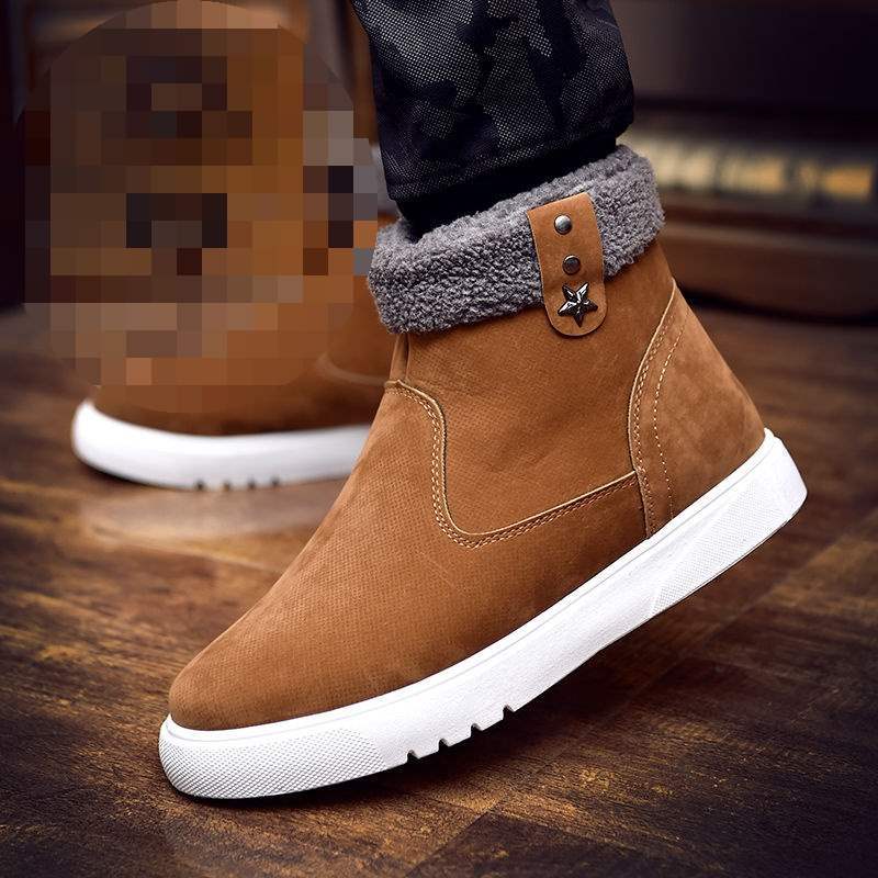 2025 New Winter Sports High-top Shoes Men's Students Korean Version Trend Velvet Flat-bottomed Casual Versatile Board Shoes