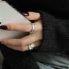 PANJBJ 925 Sterling Silve Irregular Ring for Women Girl Liquid Lava Hollowing Out Wide Hip Hop Jewelry Gift Dropshipping
