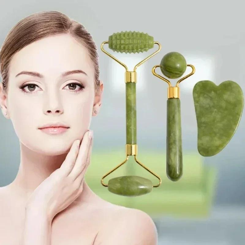 1set Natural Face Gua Sha Stone Massager for Body Neck Eye Care Spa Skin Lifting Beauty Massage Tools