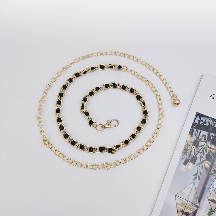 Pearl Waist Chain Women's Fashion Accessory - Versatile Metal Dress Ornament