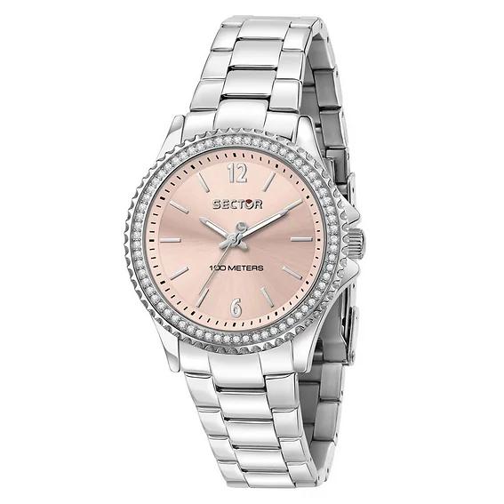 Sector 230 Just Time Accenti di Cristallo Quadrante Oro Rosa Quarzo R3253161536 100M Orologio da Donna
