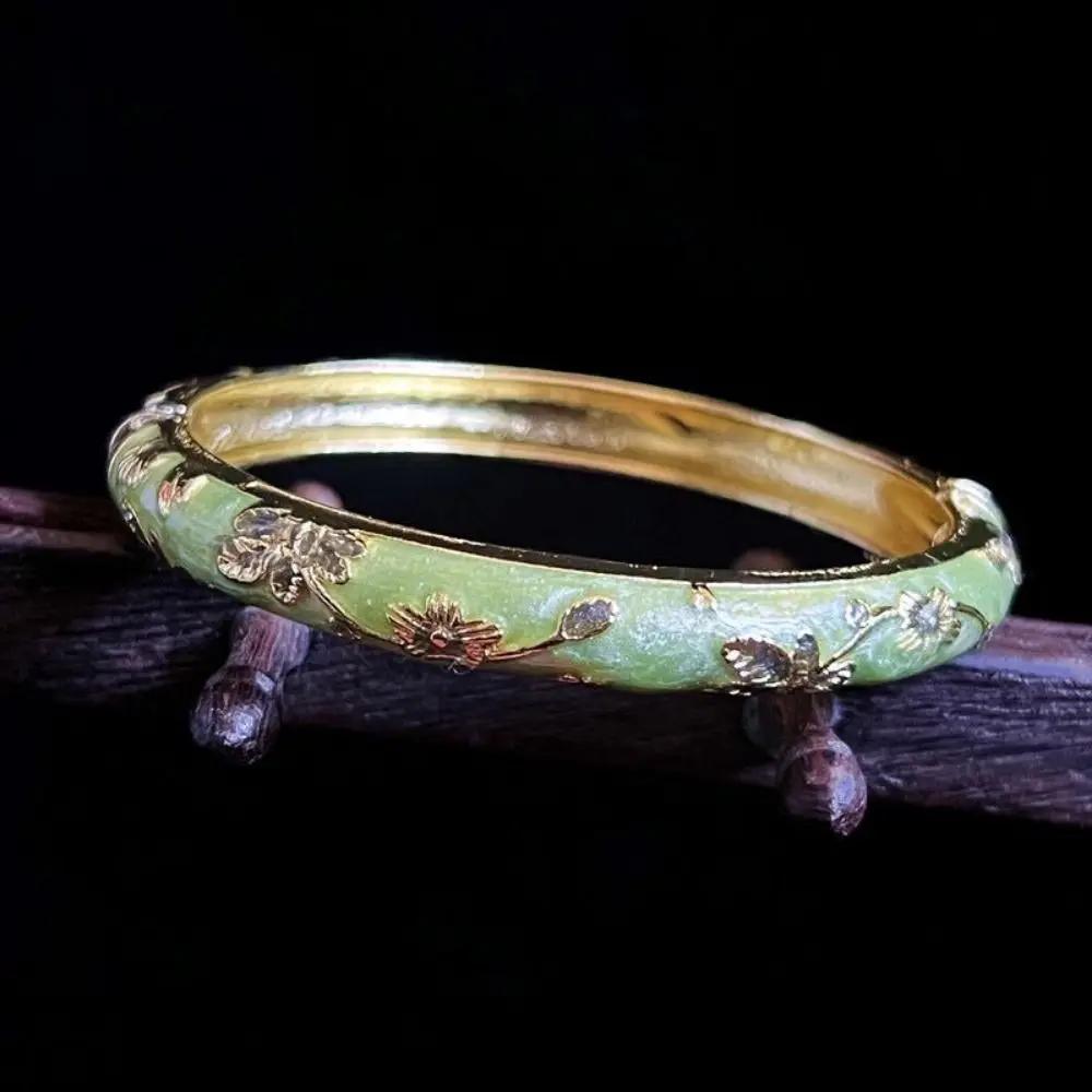 Emaille Chinesisches Cloisonné Armband Traditionelles Chinesisches Pfingstrosen Filigran Blume Armreif Klassisch Vintage Damen Handarmband