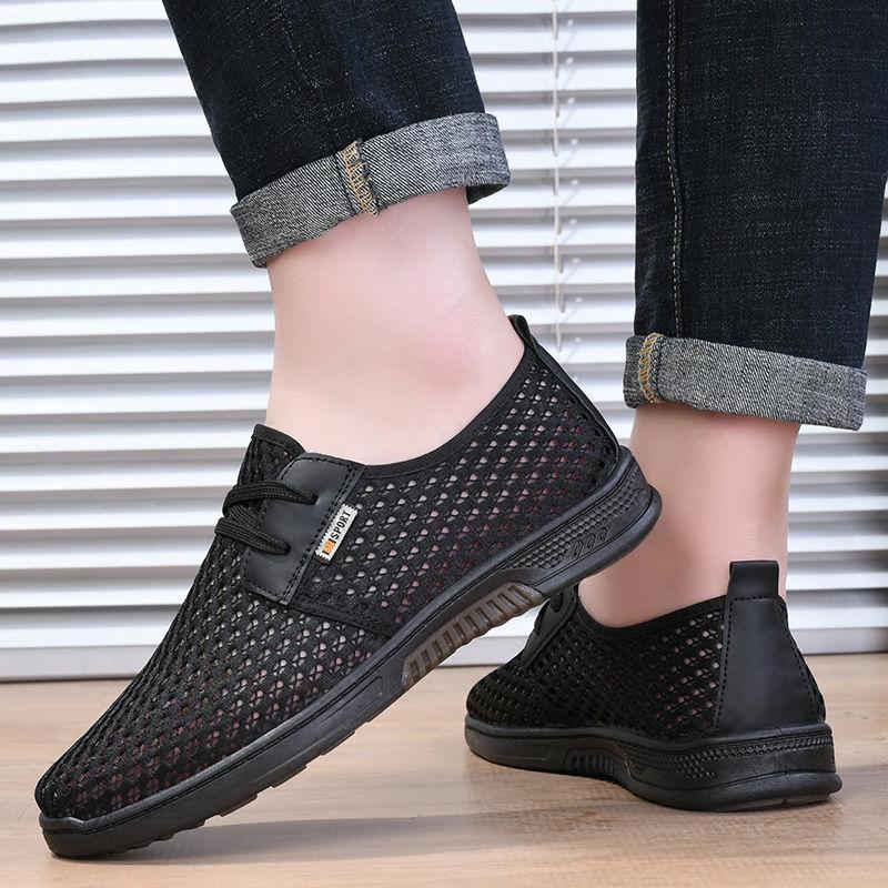 Ny ankomst Herre Fritidssko Sommer Nye Lette og Pustende Herre Sneakers Hul Myk Såle Sklisikker Tynn Sneakers
