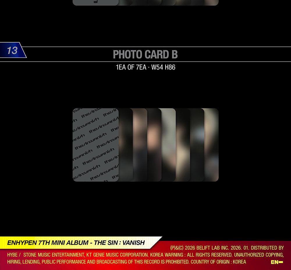 [POB] ENHYPEN [THE SIN : VANISH] 7th Mini Album