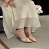 Pointed Bow Bag Head Sandals Women's 2025 Summer New Back Strap French Stiletto Middle Heel Shoes High Heel Single Shoes