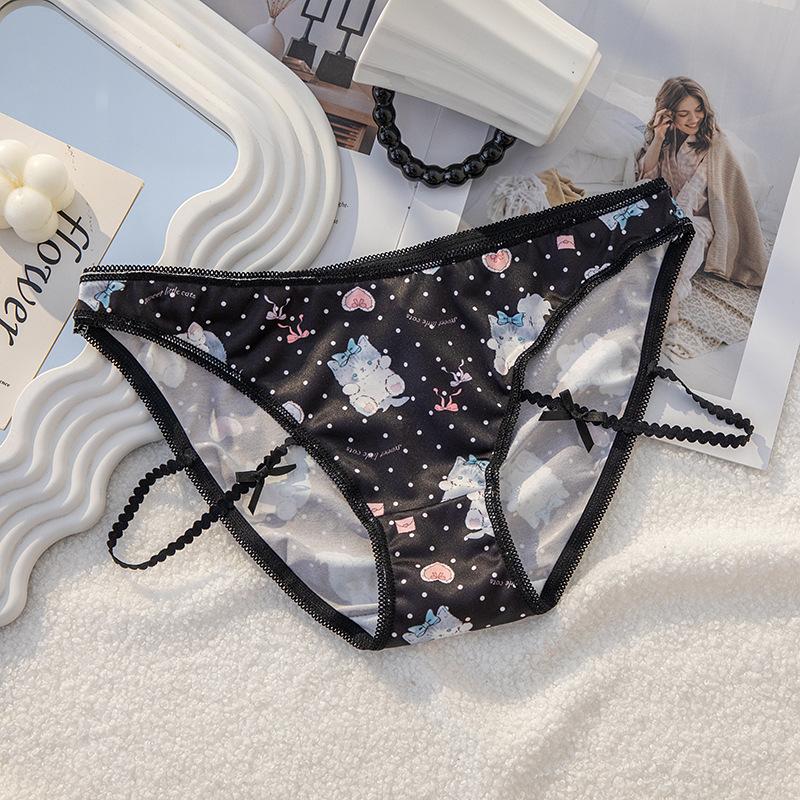Ladies Summer Pure Cartoon Print Comfortable Traceless Package Hip Breathable Mid Waist Panties