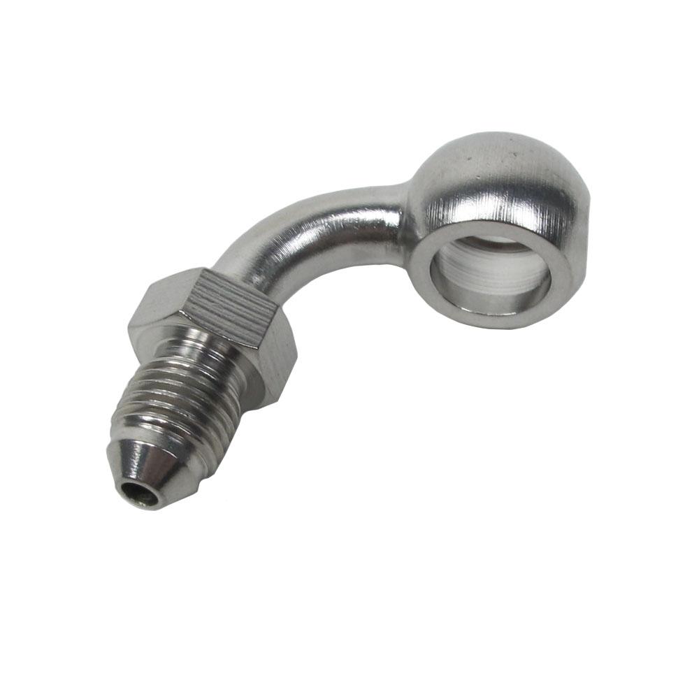 Adaptor Fiting Banjo 90 Grade pentru Furtun de Frână din Oțel Inoxidabil 3/8" 10mm AN3 Pentru Harley Touring Road King FLHX FLHT Sportster