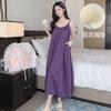 Summer Fixed Chest Pad Suspender Dress French A-shaped Long Dress U Backless Loungewear Sexy Nightdress Women's Medium and Long