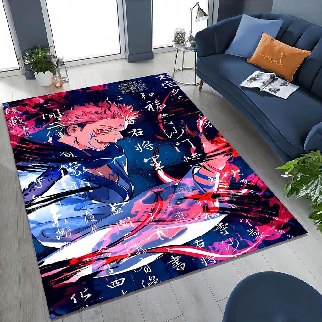 Anime Jujutsu Kaisen Yuji Satoru Kreskówkowy Dywanik do Sypialni Salonu Sofy Dekoracja Domu Wycieraczka, Duża Mata Podłogowa Antypoślizgowa do Zabawy dla Dzieci