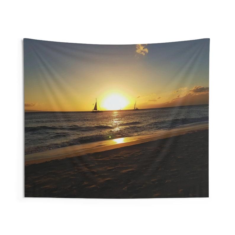 Sunset sailboat tapestry 75x100