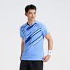 Li-Ning Breathable Striped Color Block Comfortable Casual Short Sleeve T-Shirt Unisex Tops Dark-Blue AAYV033-3