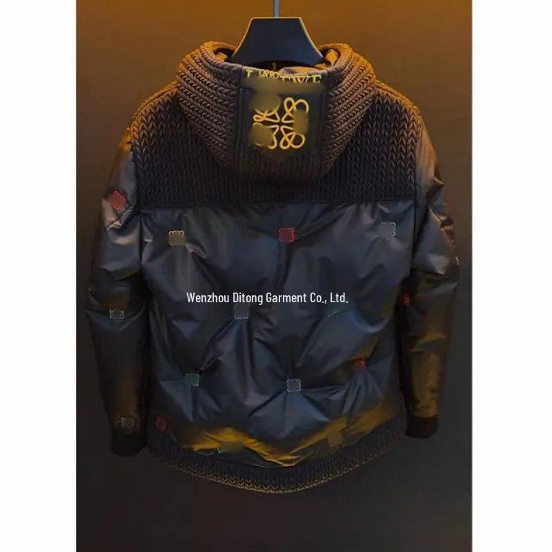 Trendy Autumn-Winter Men s Hooded Cotton Jacket: High-End, Versatile, and Fashionable 3XL [170-190 lbs]