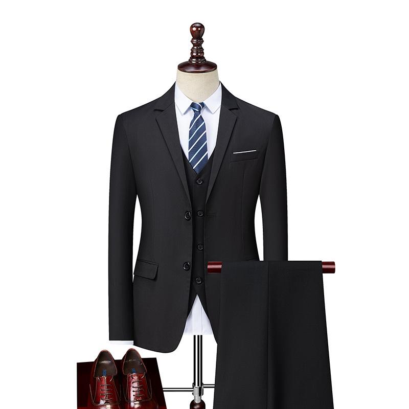 Men's Slim Fit Three-Piece Business Suit for Formal and Photography Events