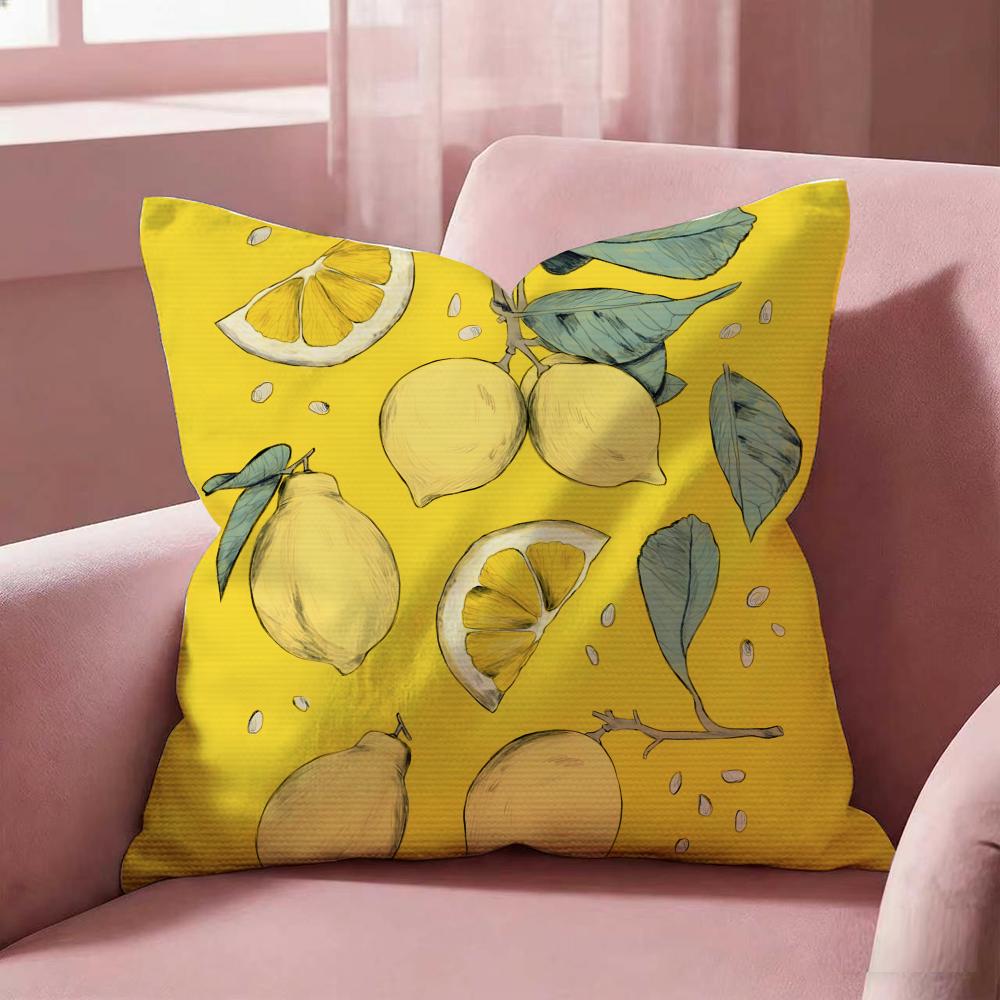 Y-Yellow Lemon Cushion Cover Fabric Soft Furnishing,Pillowcase, Cushion Cover, Sofa Pillow, Home Decoration