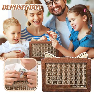 Spardose, Kinder-Holzspardose, Münzspardose, Geschenkspielzeug für 8- bis 13-Jährige, Wiederverwendbare Spardose mit einer Lagerkapazität von 10000