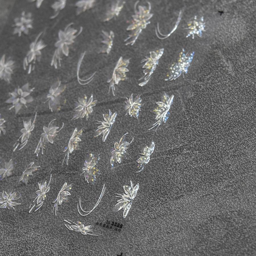 Лазерная белая полупрозрачная цветочная наклейка для ногтей своими руками креативное — фото 4