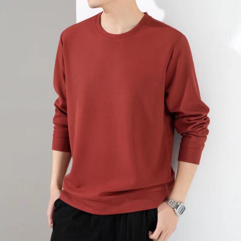 Men s Long Sleeve Stretchy Slim Fit Round Neck Waffle Knit Hoodie 2XL (Recommended: 75-82.5 kg)