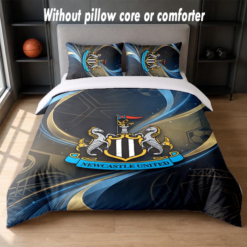 Set Biancheria da Letto Design Calcio Newcastle United 1 Copripiumino + 2 Federe Morbido Traspirante Biancheria da Letto per la Casa