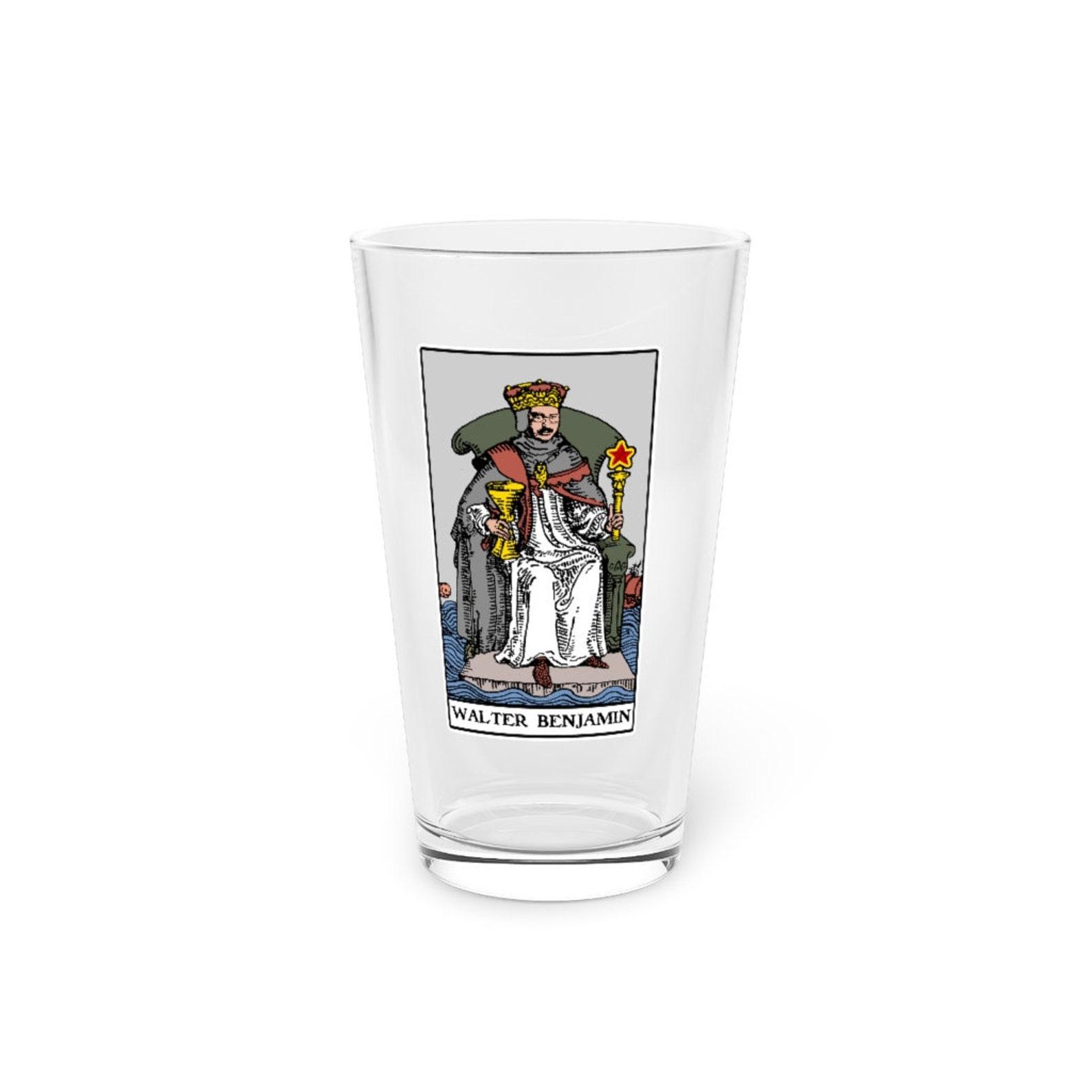 Walter Benjamin King of Cups Tarot Philosophy T-Shirt Pint Glass, 16oz S