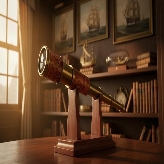Nautical Handheld Pirate Brass Telescope with Box/Case,Sailor Home Decor Pirate Boat  35.56 Cm Rustic Home Decor