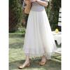 Luxiangnan Women's Beige A-line Midi Skirt