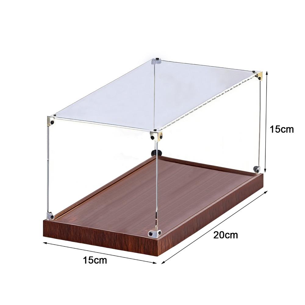 Transparent Acrylic Acrylic Display Case Stackable Design Wooden Bottom Model Display Case No-glue Assembly Display Box