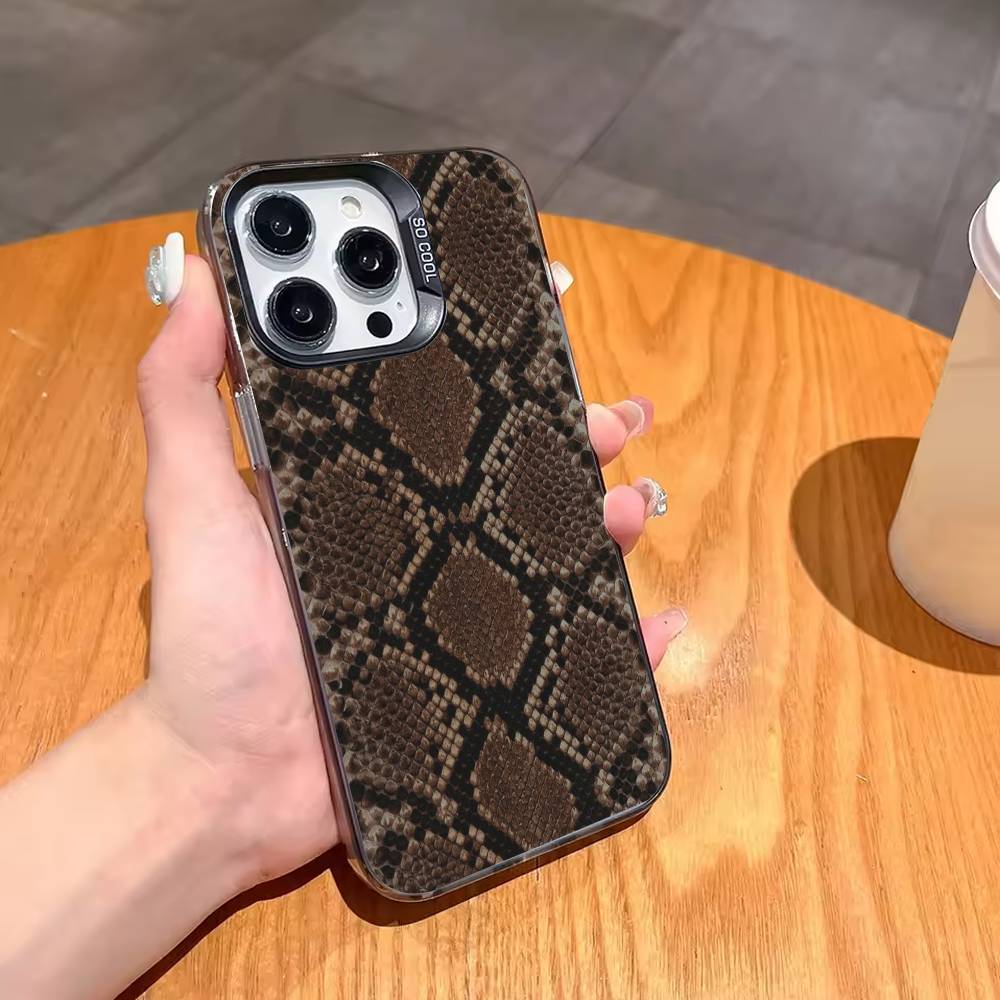 Snake S-Skin P-Pattern Phone Case For iPhone17,16,15,14,13,12,11,Pro,MAX Gray Matte Silicone Black Cover iPhoneXSMAX