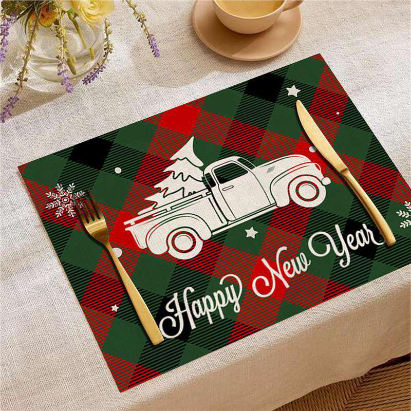 New Year Christmas Table Mat Print: Simple Home Tablecloth Placemat and Decoration