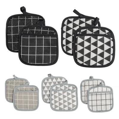 2PCS Kitchen Potholders Pad and Stove Oven Gloves Set Mitts Heat Resistant Thermal Anti-heat Take  Pot Cooking Baking Gloves